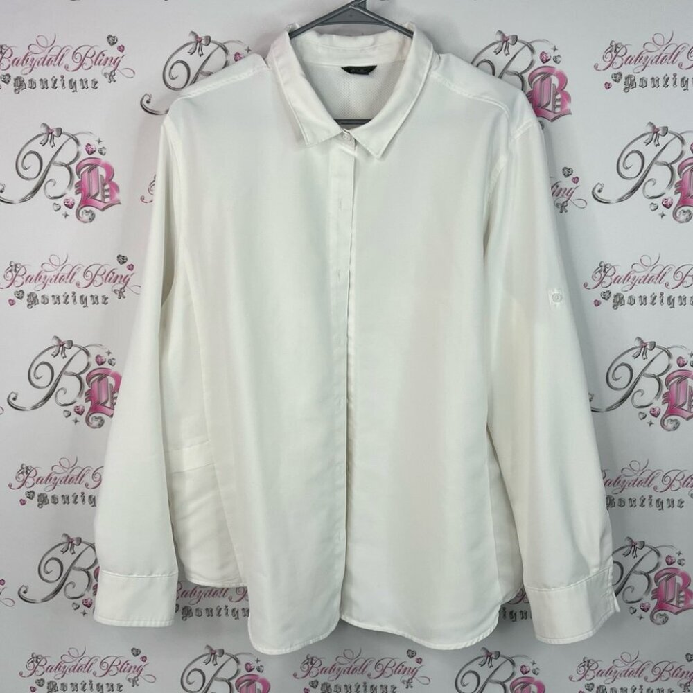 Eddie Bauer button up collared White Dress Shirt